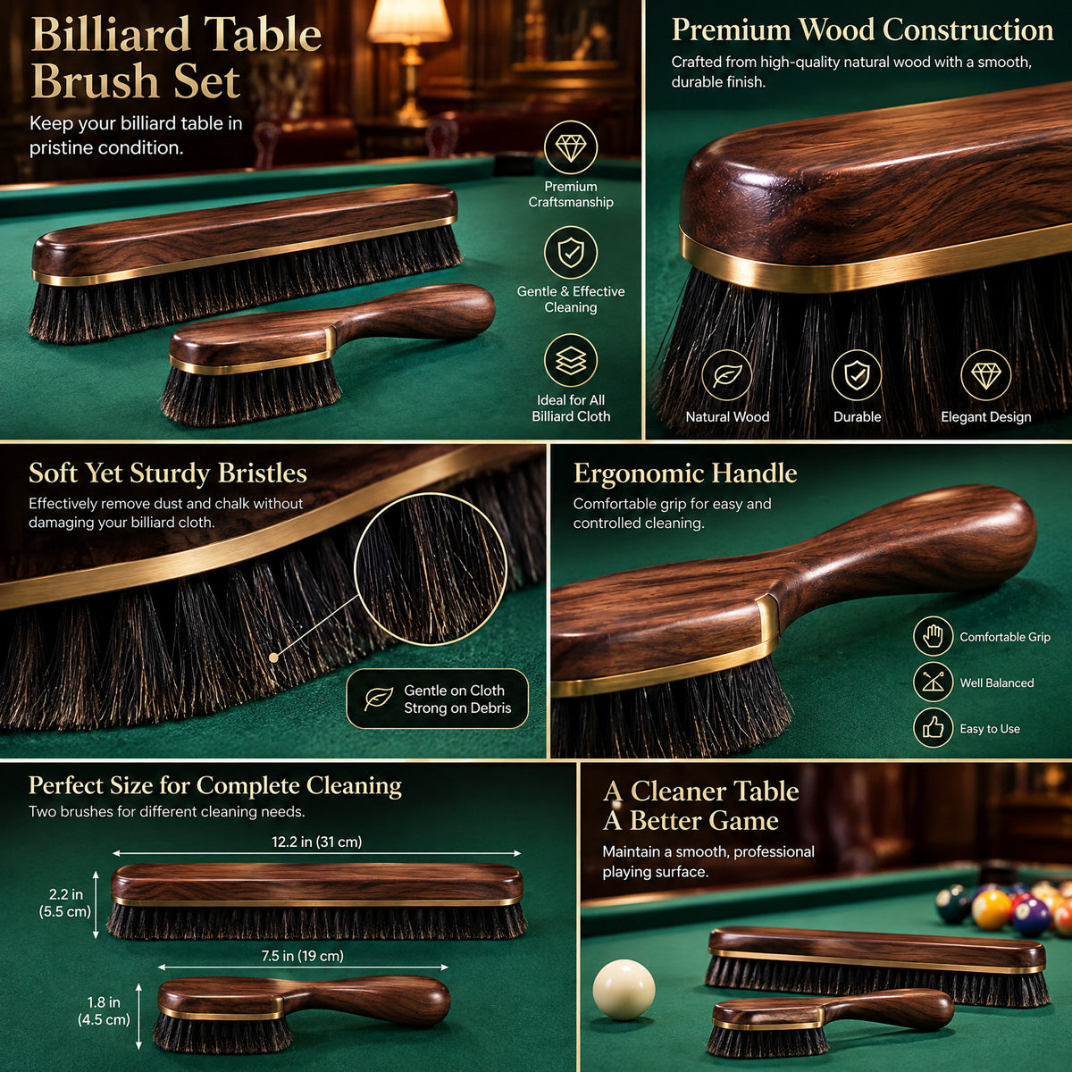 Ravenstoney™ Billiard Table Brush Set — product view 3
